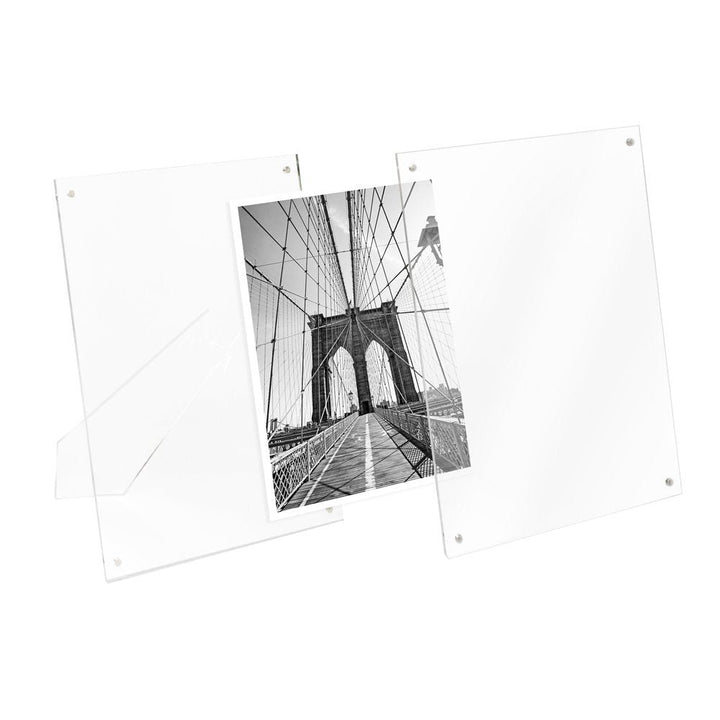 Isaac Jacobs Clear Plain Acrylic Picture Frame, Magnetic Photo Frame, Made for Tabletop Display with Two-Way Easel