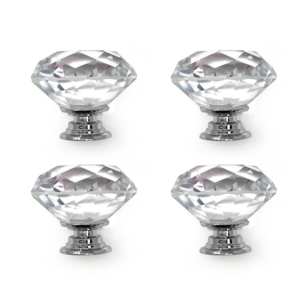 Isaac Jacobs Classic Round Shape (35 MM) Crystal Knobs Set, Cabinet Knobs with Screws, Drawer Pulls, Glass, for Dresser, Bathroom, Bedroom, Kitchen, Living Room &amp; More