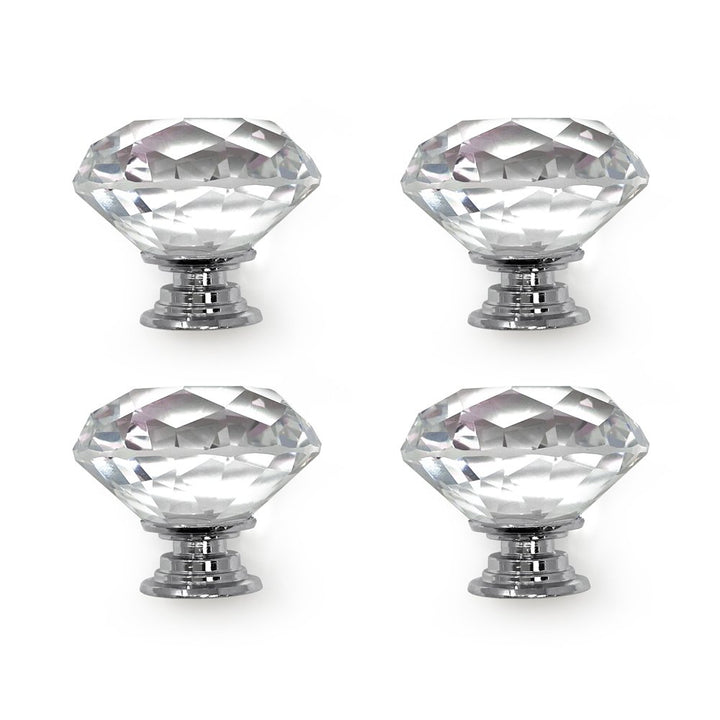 Isaac Jacobs Classic Round Shape (35 MM) Crystal Knobs Set, Cabinet Knobs with Screws, Drawer Pulls, Glass, for Dresser, Bathroom, Bedroom, Kitchen, Living Room &amp; More