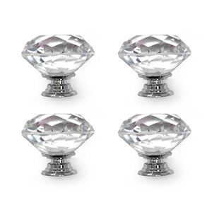 Isaac Jacobs Classic Round Shape (35 MM) Crystal Knobs Set, Cabinet Knobs with Screws, Drawer Pulls, Glass, for Dresser, Bathroom, Bedroom, Kitchen, Living Room & More