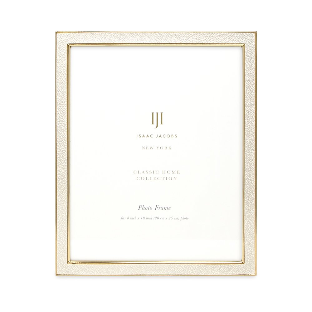 Isaac Jacobs Leather with Metal (Vertical &amp; Horizontal) Picture Frame, Shagreen Border w/ Black Fabric Easel, Wall-Mountable, Made For Tabletop, Photo Gallery