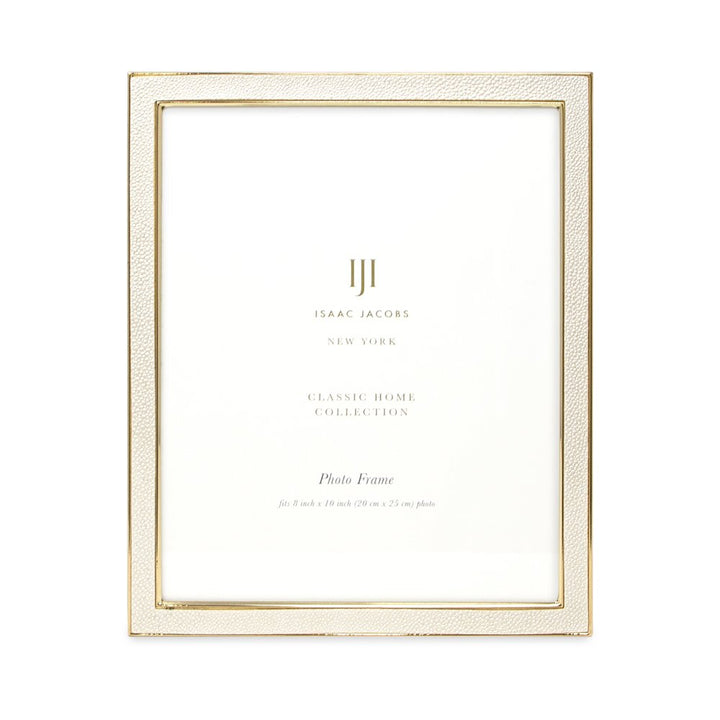 Isaac Jacobs Leather with Metal (Vertical &amp; Horizontal) Picture Frame, Shagreen Border w/ Black Fabric Easel, Wall-Mountable, Made For Tabletop, Photo Gallery
