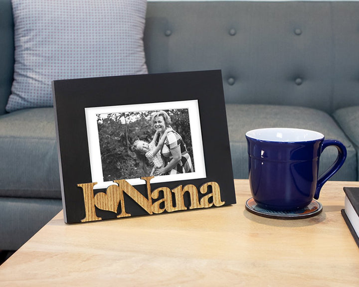 Isaac Jacobs Wood Sentiments “I Love Nana” Picture Frame, Photo Gift for Nana, Grandma, Family, Display on Tabletop, Desk