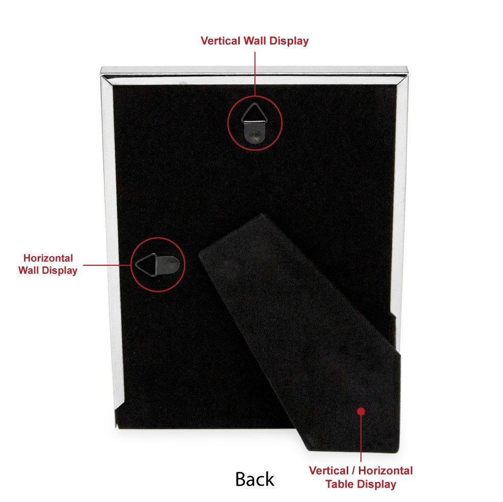 Isaac Jacobs Leather with Metal (Vertical &amp; Horizontal) Picture Frame, Shagreen Border w/ Black Fabric Easel, Wall-Mountable, Made For Tabletop, Photo Gallery