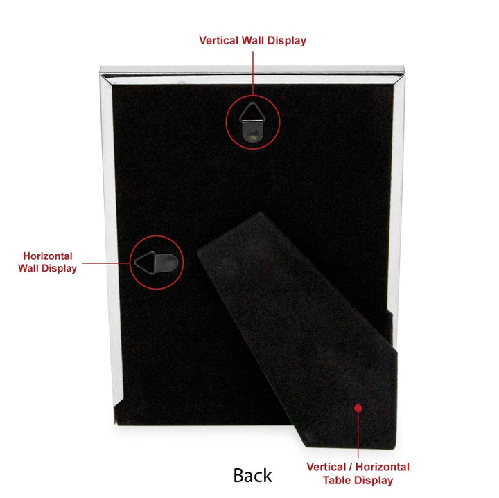Isaac Jacobs Leather with Metal (Vertical &amp; Horizontal) Picture Frame, Shagreen Border w/ Black Fabric Easel, Wall-Mountable, Made For Tabletop, Photo Gallery