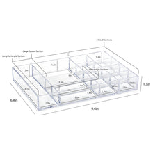 Isaac Jacobs 12-Compartment Clear Acrylic Drawer Organizer (9.4" L x 6.4" W x 1.4" H), Multi-Sectional Tray & Storage Solution for Makeup, School & Office Supplies, Bathroom, Kitchen