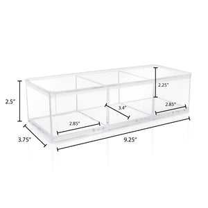 Isaac Jacobs Clear Acrylic 3-Section Organizer- Three Compartment Drawer Tray and Storage Solution for Office, Bathroom, Kitchen, Supplies, and More