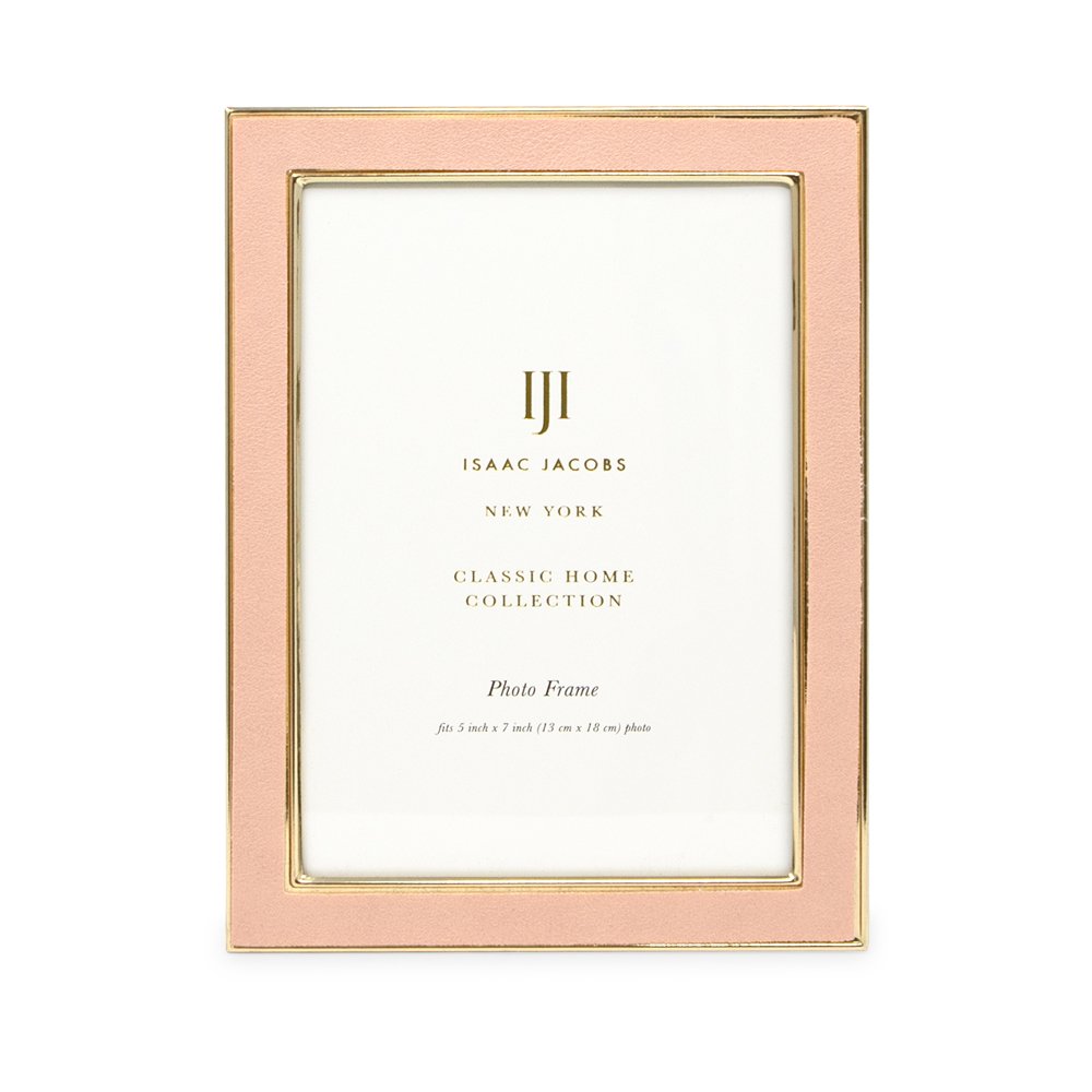 Isaac Jacobs Leather with Metal (Vertical &amp; Horizontal) Picture Frame, Suede Border w/ Black Fabric Easel, Wall-Mountable, Made For Tabletop, Photo Gallery