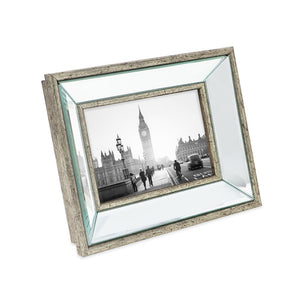 Isaac Jacobs Beveled Mirror Picture Frame - Classic Mirrored Frame with Deep Slanted Angle Made for Wall Décor Display, Photo Gallery and Wall Art