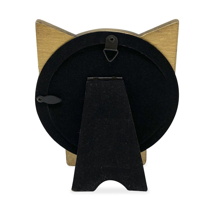 Isaac Jacobs Round Resin Sentiment Cat Picture Frame with Ears, Photo Tabletop &amp; Wall Display Hanging Display &amp; Home Décor