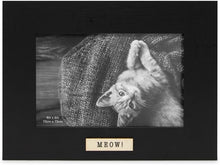 Isaac Jacobs Wood Sentiments Cat "Meow" Picture Frame, Vertical Keepsake Photo Frame with Easel and a Hanging Tabs for Tabletop, Desktop & Wall Display