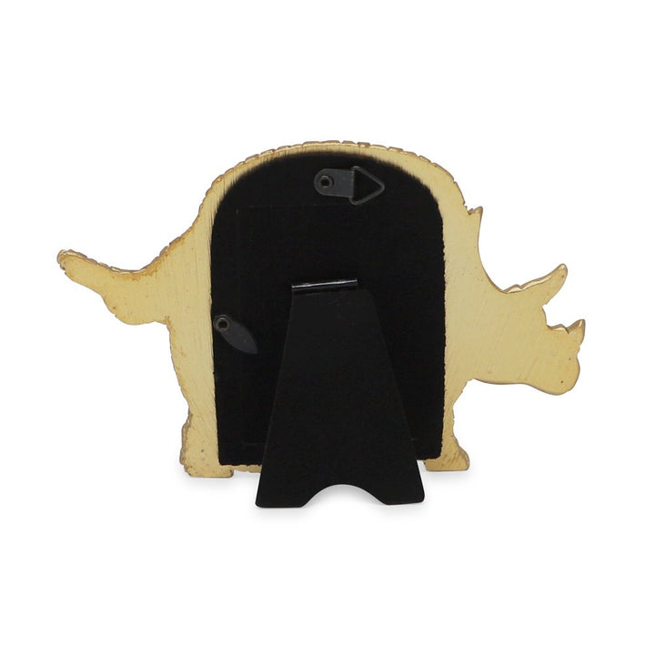 Isaac Jacobs 2” x 3" Resin Dinosaur Picture Frame, Vertical Keepsake Photo Frame with Easel and Hanging Tabs for Tabletop, Desktop &amp; Wall Display