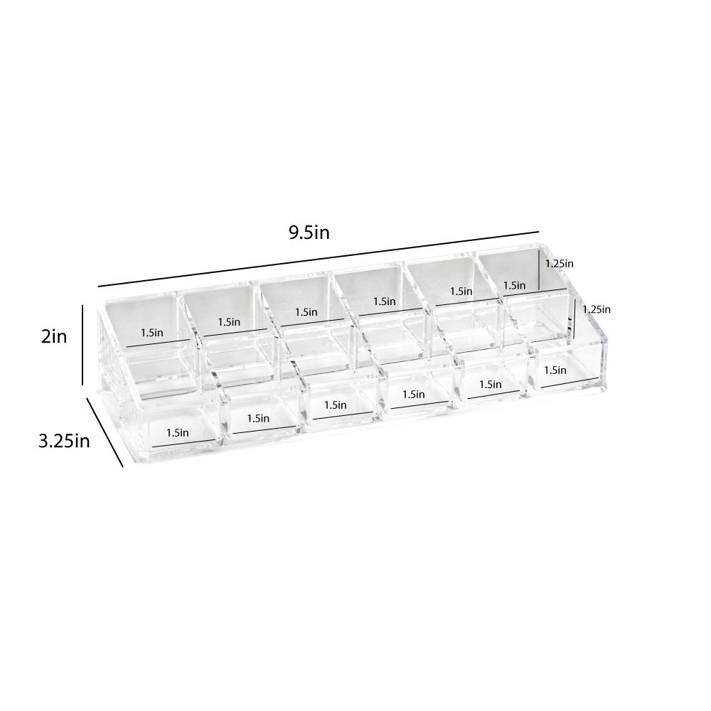 Isaac Jacobs Clear Acrylic Lipstick and Nail Polish Holder, Organizer for Makeup, Essential Oils, Storage Solution, Rack Display