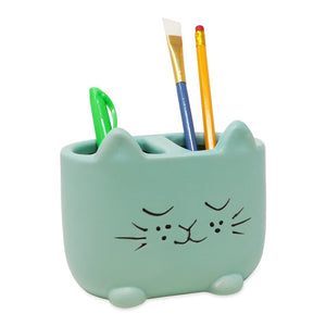 Isaac Jacobs Ceramic Cat Makeup Brush Holder, Multi-Purpose Organizer. Bathroom, Kitchen, Bedroom, Office Décor