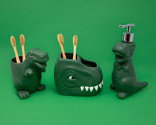 Isaac Jacobs Ceramic Dinosaur Cup Holder, Multi-Purpose Organizer, Bathroom, Kitchen, Bedroom, Office Décor