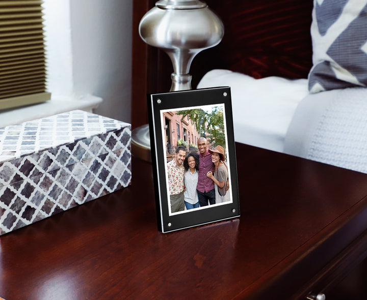 Isaac Jacobs Wood Acrylic Picture Frame, Magnetic Photo Frame with Easel, Made for Tabletop Display