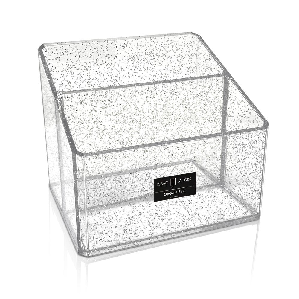 Isaac Jacobs Clear Acrylic Organizer, Remote Holder &amp; Multi-Functional Makeup, Brush, Pen &amp; Pencil Storage Solution, for The Home, Bathroom, Office, Child’s Desk