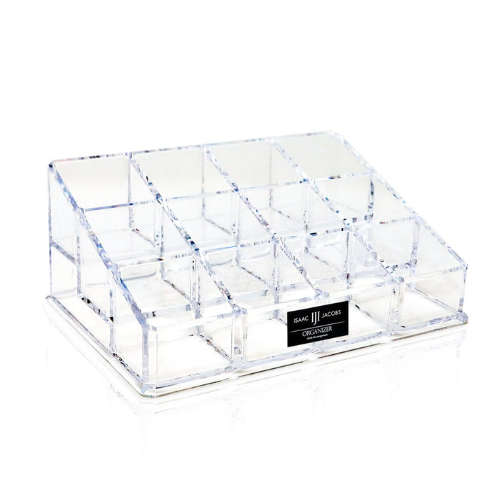 Isaac Jacobs Clear Acrylic Lipstick and Nail Polish Holder, Organizer for Makeup, Essential Oils, Storage Solution, Rack Display