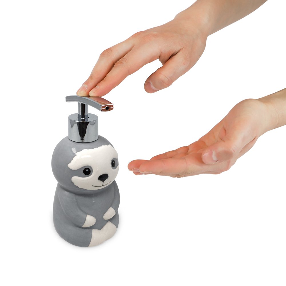 Isaac Jacobs Ceramic, Liquid Soap Pump/Lotion Dispenser with Silver Metal Pump, Great for Bathroom, Kitchen Countertop, Bath Accessory