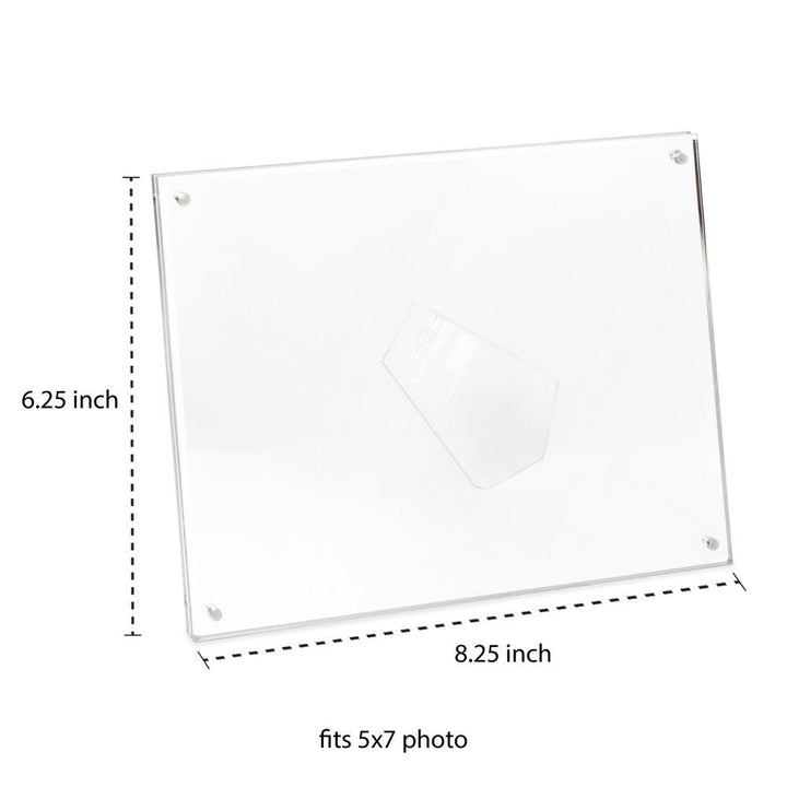 Isaac Jacobs Clear Plain Acrylic Picture Frame, Magnetic Photo Frame, Made for Tabletop Display with Two-Way Easel