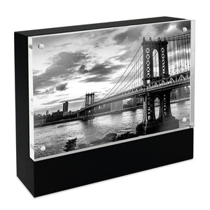 Isaac Jacobs Wood Block Acrylic Picture Frame, Magnetic Photo Frame, Made For Tabletop Display