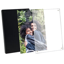 Isaac Jacobs Wood Acrylic Picture Frame, Magnetic Photo Frame with Easel, Made for Tabletop Display