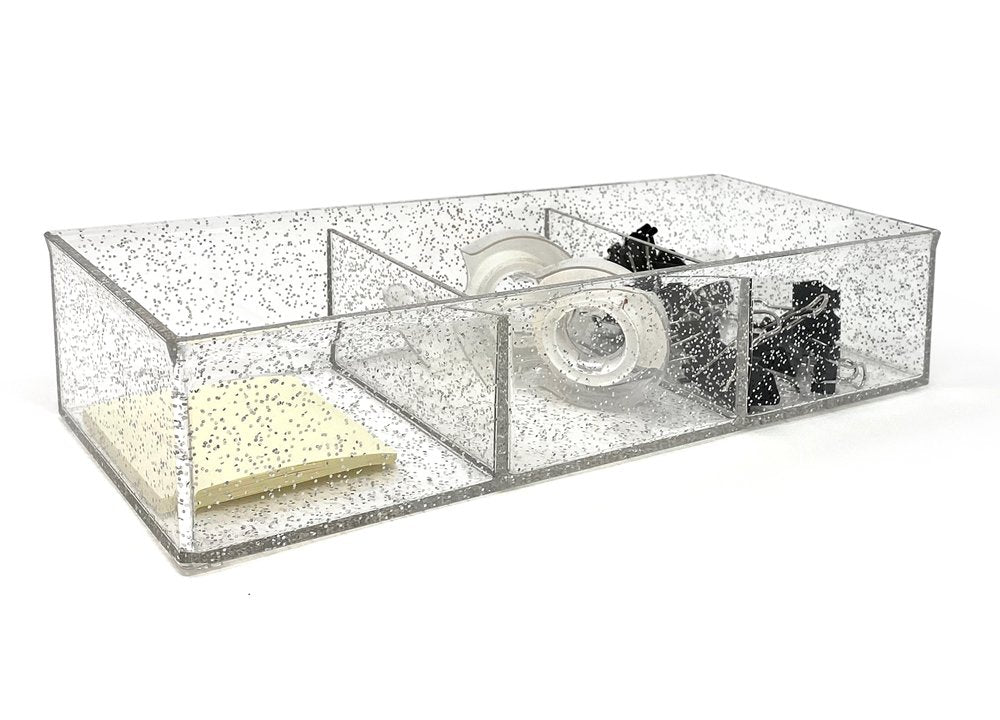 Isaac Jacobs Large 3-Compartment Clear Acrylic Stackable Organizer (12.9" L x 5" W x 2.7" H), Multi-Sectional Tray &amp; Storage Solution for Makeup, Craft Supplies &amp; More, for Bathroom, Kitchen, Office