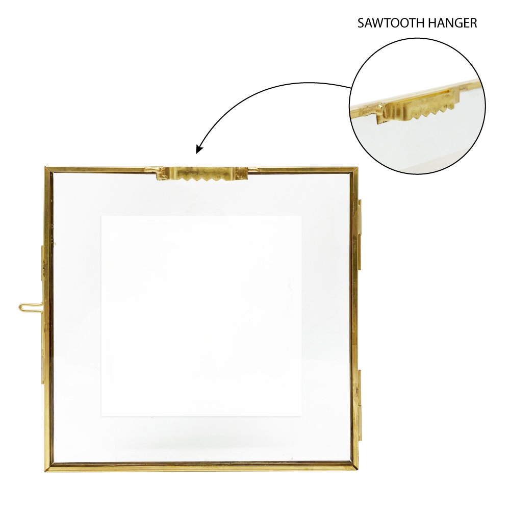 Isaac Jacobs Vintage Style Brass and Glass Hanging Picture Frame, Wall-Mountable, Floating Picture Frame w/ Locket Closure, for Photos, Wall Décor, Art, &amp; More