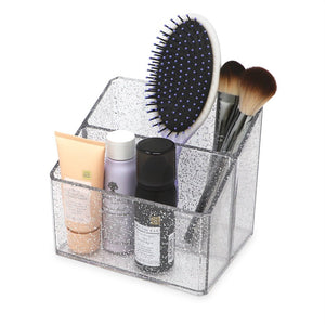 Isaac Jacobs Clear Acrylic Organizer, Remote Holder & Multi-Functional Makeup, Brush, Pen & Pencil Storage Solution, for The Home, Bathroom, Office, Child’s Desk