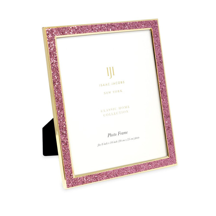 Isaac Jacobs Metal Glitter (Vertical &amp; Horizontal) Picture Frame, with Black Fabric Easel, Wall-Mountable, Made for Tabletop, Counterspace, Shelf and Desk
