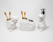 Isaac Jacobs Ceramic Dinosaur Cup Holder, Multi-Purpose Organizer, Bathroom, Kitchen, Bedroom, Office Décor