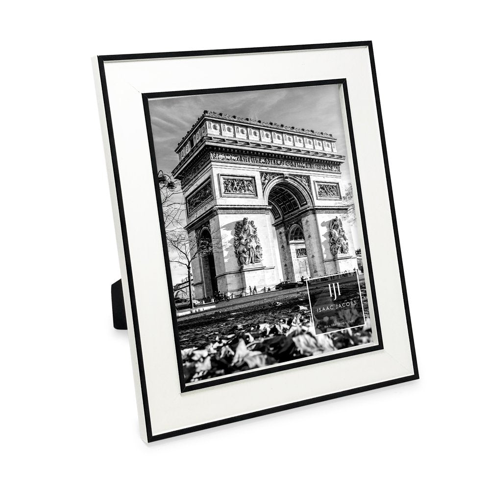 Isaac Jacobs (Vertical &amp; Horizontal) Double Border Picture Frame w/ Black Fabric Easel, Wall-Mountable, Made for Tabletop &amp; Gallery, Home or Office