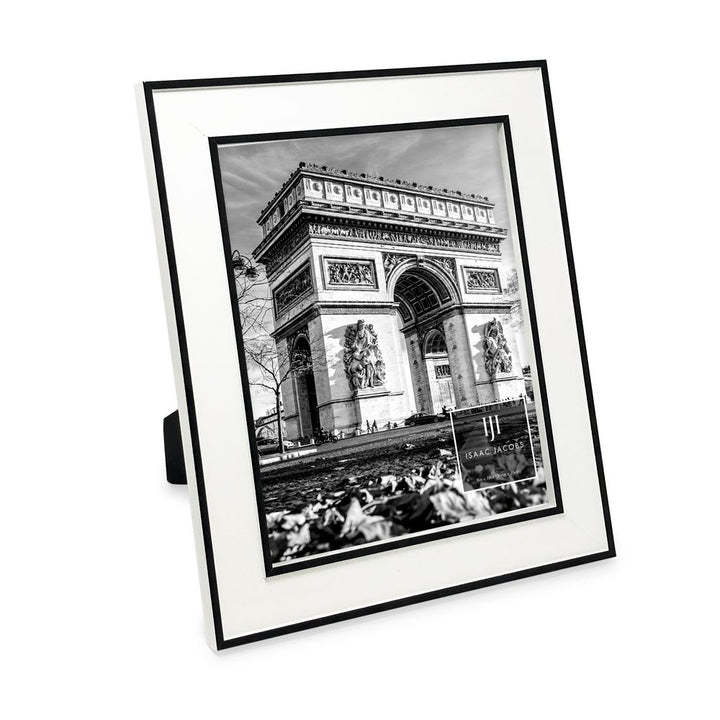 Isaac Jacobs (Vertical &amp; Horizontal) Double Border Picture Frame w/ Black Fabric Easel, Wall-Mountable, Made for Tabletop &amp; Gallery, Home or Office
