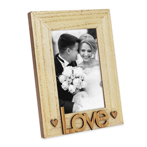 Isaac Jacobs Wood Sentiments “Love” Picture Frame, Photo Gift for Loved Ones, Family, Display on Tabletop, Desk