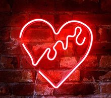 Isaac Jacobs 14" x 14" inch LED Neon Red “Love” Heart Wall Sign for Cool Light, Wall Art, Bedroom Decorations, Home Accessories, Party, and Holiday Decor: Powered by USB Wire (Heart)
