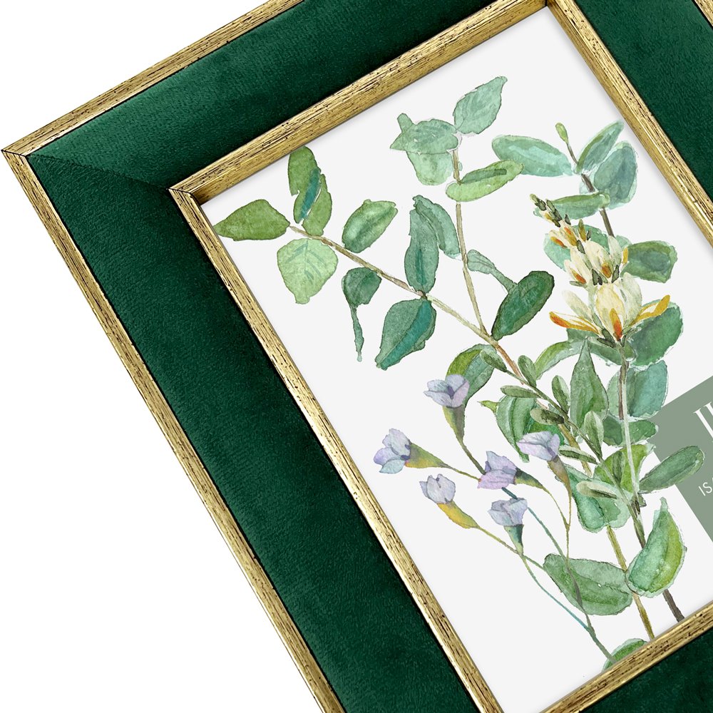 Isaac Jacobs Velvet Picture Frame with Metallic Double Border, Photo Frame, Horizontal &amp; Vertical, Made for Tabletop &amp; Wall Display, for Home and Office