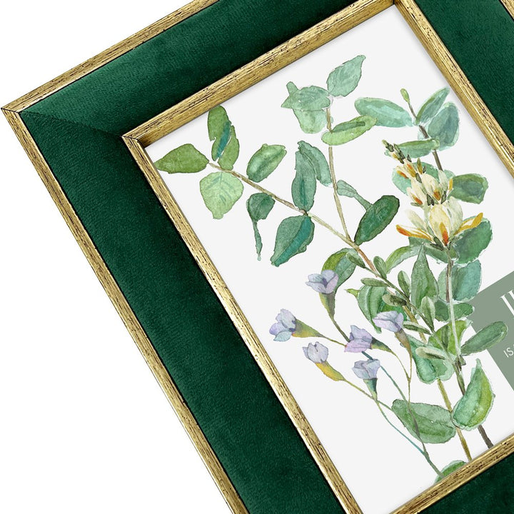 Isaac Jacobs Velvet Picture Frame with Metallic Double Border, Photo Frame, Horizontal &amp; Vertical, Made for Tabletop &amp; Wall Display, for Home and Office