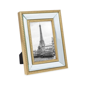 Isaac Jacobs Mirror Bead Picture Frame - Classic Mirrored Frame with Dotted Border Made for Wall Display, Tabletop, Photo Gallery and Wall Art