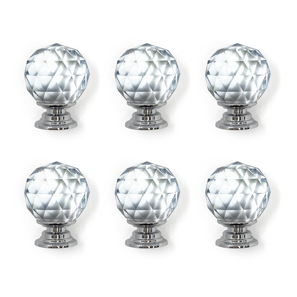 Isaac Jacobs Crystal Knobs Set, Cabinet Knobs with Screws, Drawer Pulls, Glass, for Dresser, Bathroom, Bedroom, Kitchen, Living Room & More