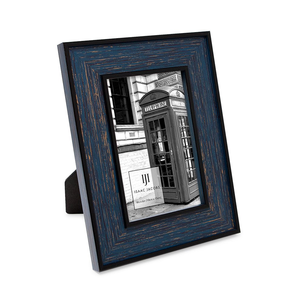 Isaac Jacobs (Vertical &amp; Horizontal) Double Border Picture Frame w/ Black Fabric Easel, Wall-Mountable, Made for Tabletop &amp; Gallery, Home or Office