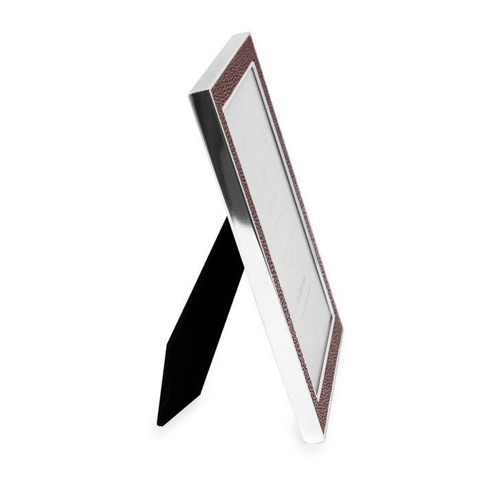 Isaac Jacobs Leather with Metal (Vertical &amp; Horizontal) Picture Frame, Shagreen Border w/ Black Fabric Easel, Wall-Mountable, Made For Tabletop, Photo Gallery