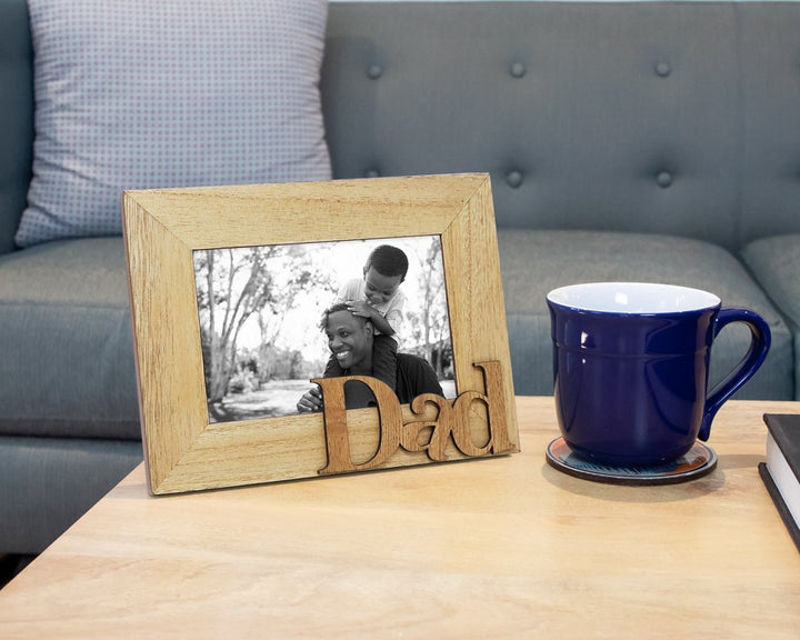Isaac Jacobs Wood Sentiments Dad Picture Frame, Photo Gift for Father, Family, Display on Tabletop, Desk