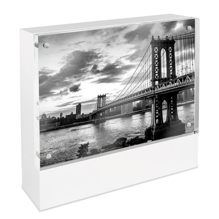 Isaac Jacobs Wood Block Acrylic Picture Frame, Magnetic Photo Frame, Made For Tabletop Display