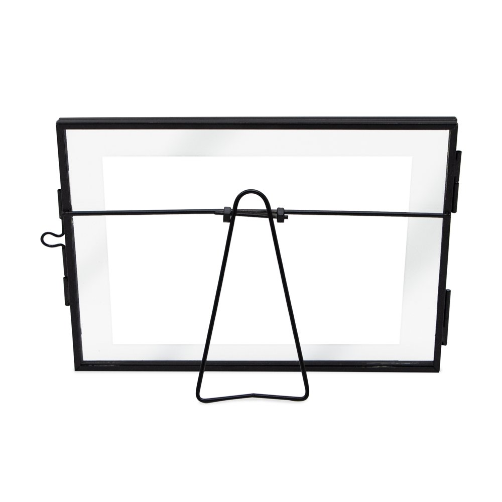 Isaac Jacobs Modern Style Brass and Glass, Pressed Glass, Metal Floating Desk Photo Frame with Locket Closure for Pictures, Art, Mementos &amp; Keepsakes