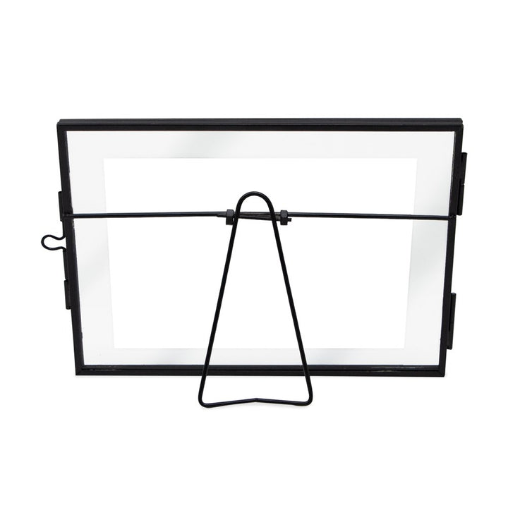 Isaac Jacobs Modern Style Brass and Glass, Pressed Glass, Metal Floating Desk Photo Frame with Locket Closure for Pictures, Art, Mementos &amp; Keepsakes