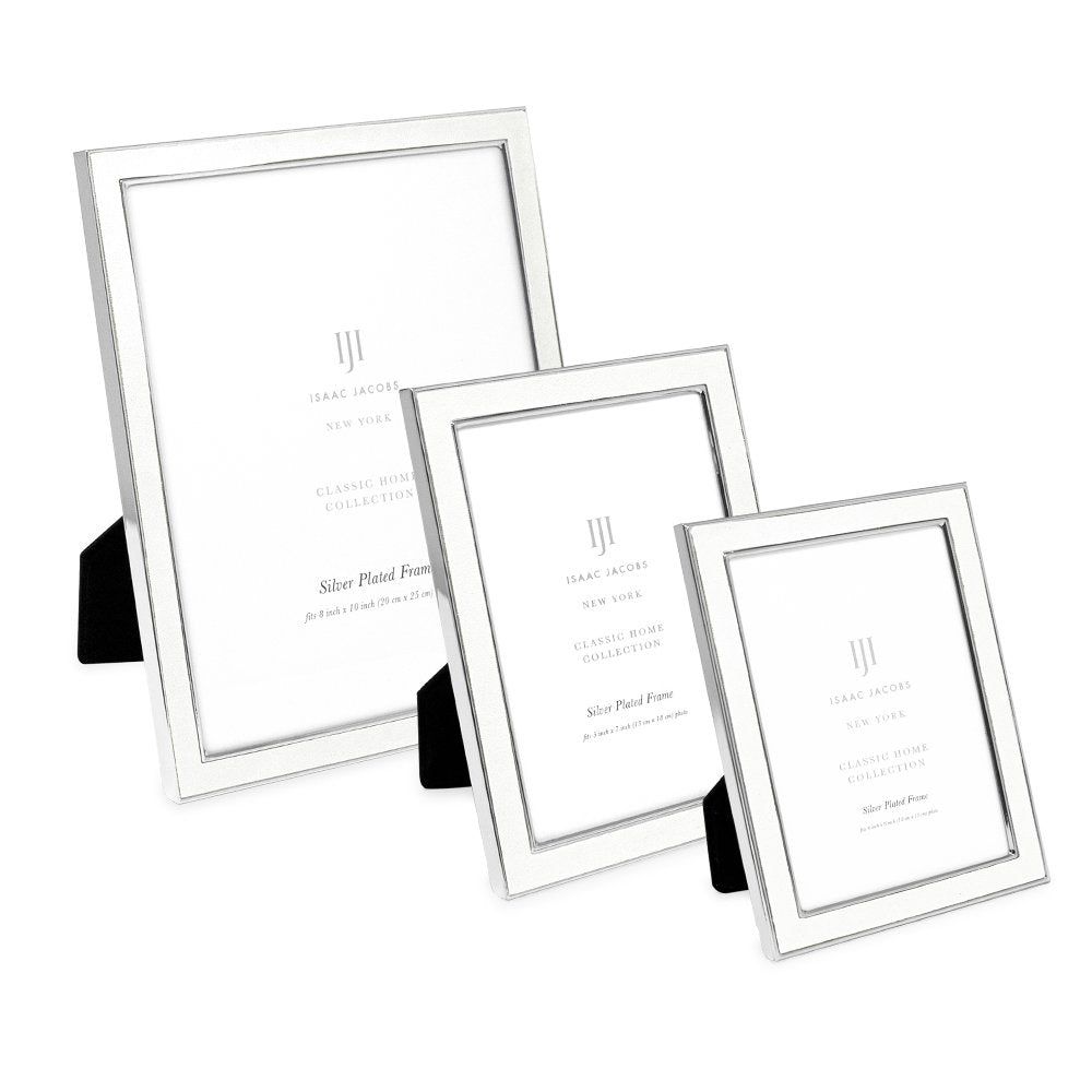 Isaac Jacobs Leather with Metal (Vertical &amp; Horizontal) Picture Frame, Suede Border w/ Black Fabric Easel, Wall-Mountable, Made For Tabletop, Photo Gallery