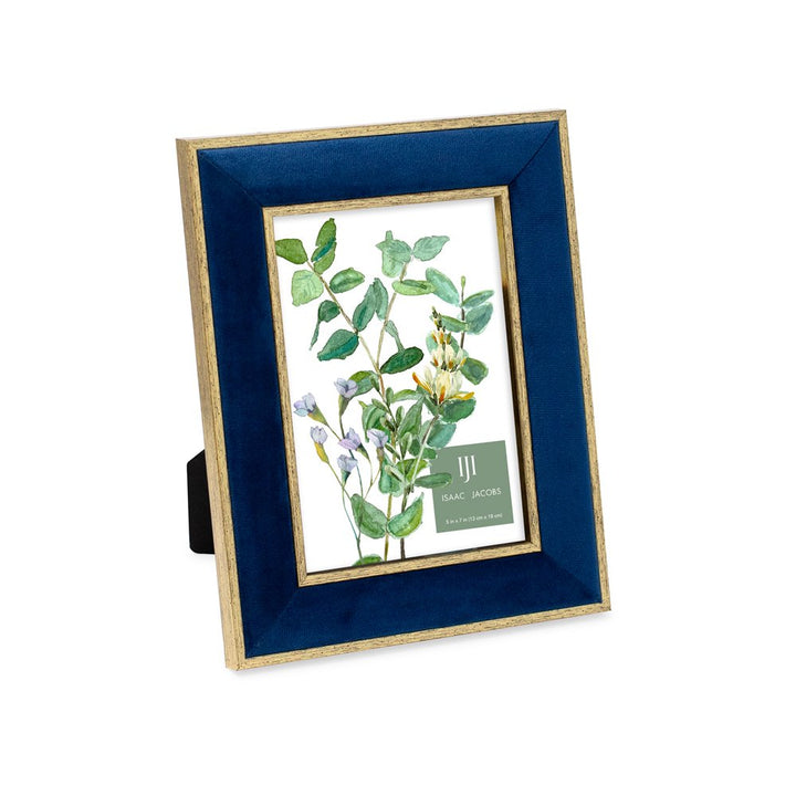 Isaac Jacobs Velvet Picture Frame with Metallic Double Border, Photo Frame, Horizontal &amp; Vertical, Made for Tabletop &amp; Wall Display, for Home and Office