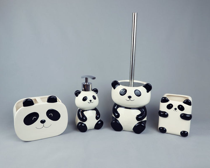 Isaac Jacobs Ceramic Toilet Bowl Brush Holder with Metal Handle - Bathroom Accessory &amp; Cleaning Storage