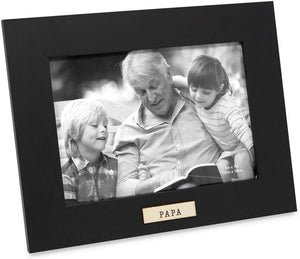 Isaac Jacobs 5x7 Wood Sentiments "Papa" Picture Frame, Horizontal Keepsake Photo Frame with Easel and a Hanging Tabs for Tabletop, Desktop & Wall Display, (Black, 7x5)