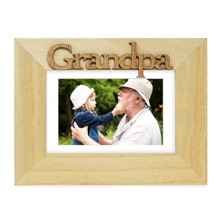 Isaac Jacobs Wood Sentiments Grandpa Picture Frame, Photo Gift for Grandfather, Papa, Family, Display on Tabletop, Desk